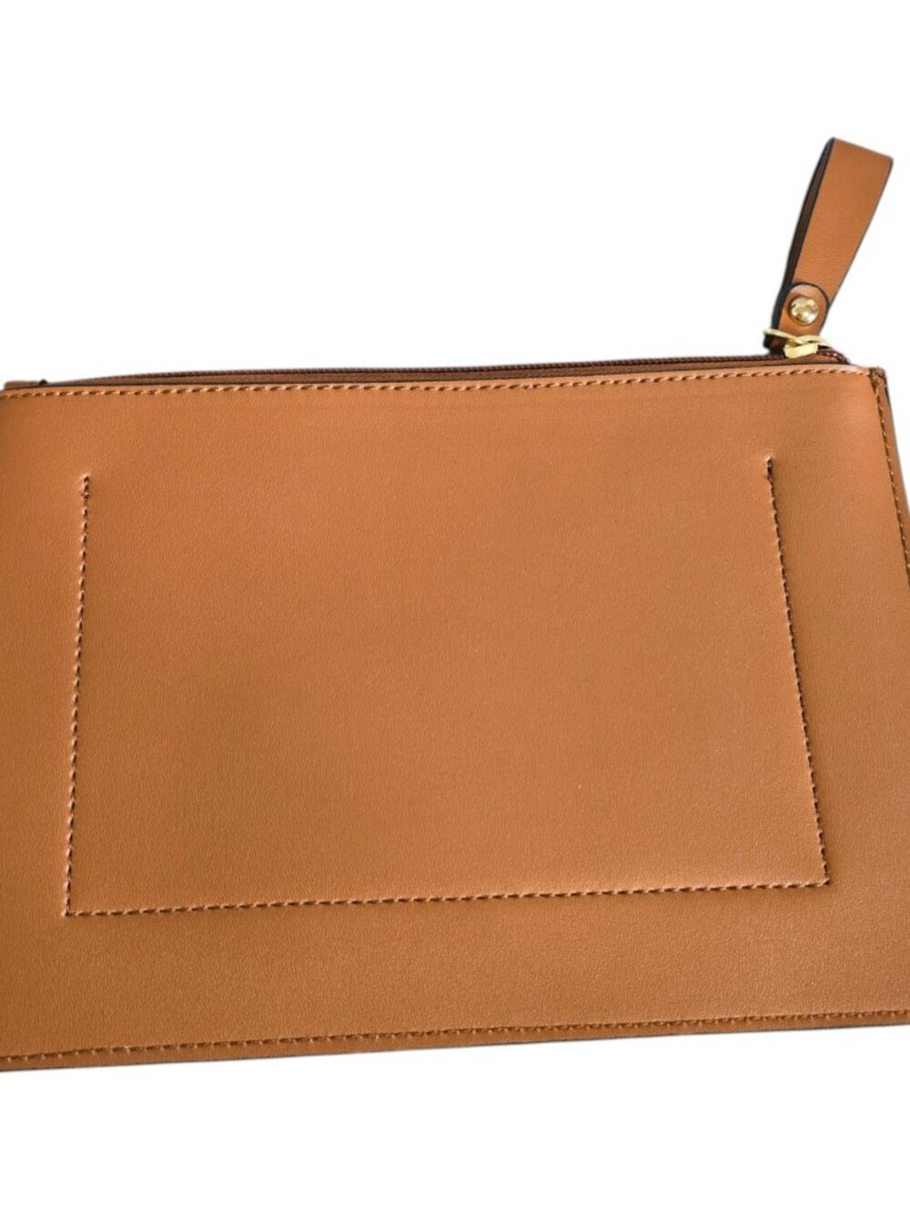 ECOSUSI Faux Leather Backpack Satchel Laptop Bag w Matching Clutch Caramel Brown - Picture 13 of 14